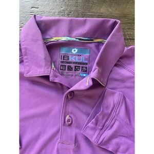 IBKUL Polo Shirt Mens Size Medium Purple Long Sleeve Golf Performance UPF50+